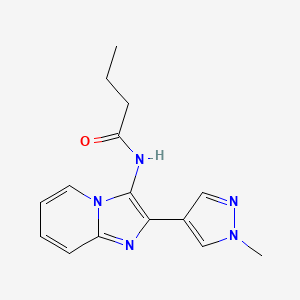 molecular formula C15H17N5O B6969855 N-[2-(1-methylpyrazol-4-yl)imidazo[1,2-a]pyridin-3-yl]butanamide 