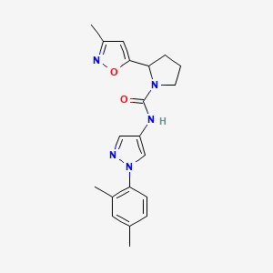 N-[1-(2,4-dimethylphenyl)pyrazol-4-yl]-2-(3-methyl-1,2-oxazol-5-yl)pyrrolidine-1-carboxamide