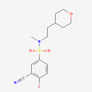 molecular formula C15H19FN2O3S B6969944 3-cyano-4-fluoro-N-methyl-N-[2-(oxan-4-yl)ethyl]benzenesulfonamide 