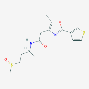 N-(4-methylsulfinylbutan-2-yl)-2-(5-methyl-2-thiophen-3-yl-1,3-oxazol-4-yl)acetamide