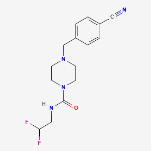 molecular formula C15H18F2N4O B6969955 4-[(4-cyanophenyl)methyl]-N-(2,2-difluoroethyl)piperazine-1-carboxamide 