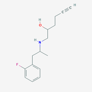 molecular formula C15H20FNO B6969969 1-[1-(2-Fluorophenyl)propan-2-ylamino]hex-5-yn-2-ol 