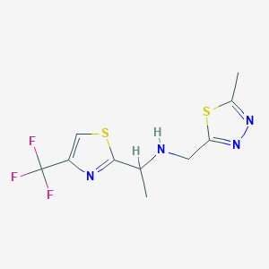 molecular formula C10H11F3N4S2 B6969975 N-[(5-methyl-1,3,4-thiadiazol-2-yl)methyl]-1-[4-(trifluoromethyl)-1,3-thiazol-2-yl]ethanamine 