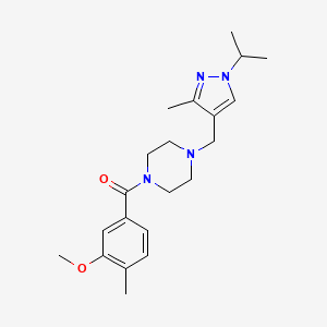 molecular formula C21H30N4O2 B6969981 (3-Methoxy-4-methylphenyl)-[4-[(3-methyl-1-propan-2-ylpyrazol-4-yl)methyl]piperazin-1-yl]methanone 