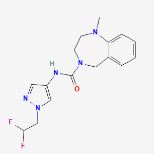 molecular formula C16H19F2N5O B6969989 N-[1-(2,2-difluoroethyl)pyrazol-4-yl]-1-methyl-3,5-dihydro-2H-1,4-benzodiazepine-4-carboxamide 