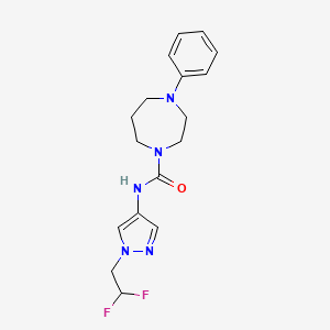 molecular formula C17H21F2N5O B6969995 N-[1-(2,2-difluoroethyl)pyrazol-4-yl]-4-phenyl-1,4-diazepane-1-carboxamide 