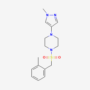 molecular formula C16H22N4O2S B6970007 1-[(2-Methylphenyl)methylsulfonyl]-4-(1-methylpyrazol-4-yl)piperazine 