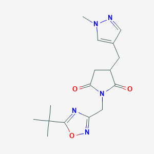 1-[(5-Tert-butyl-1,2,4-oxadiazol-3-yl)methyl]-3-[(1-methylpyrazol-4-yl)methyl]pyrrolidine-2,5-dione