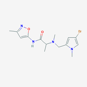 molecular formula C14H19BrN4O2 B6970031 2-[(4-bromo-1-methylpyrrol-2-yl)methyl-methylamino]-N-(3-methyl-1,2-oxazol-5-yl)propanamide 