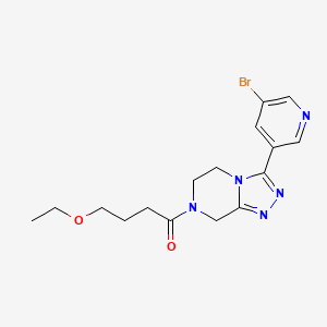 molecular formula C16H20BrN5O2 B6970046 1-[3-(5-bromopyridin-3-yl)-6,8-dihydro-5H-[1,2,4]triazolo[4,3-a]pyrazin-7-yl]-4-ethoxybutan-1-one 