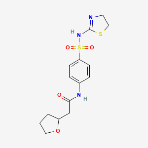 molecular formula C15H19N3O4S2 B6970067 N-[4-(4,5-dihydro-1,3-thiazol-2-ylsulfamoyl)phenyl]-2-(oxolan-2-yl)acetamide 