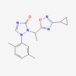 molecular formula C17H19N5O2 B6970112 2-[1-(3-Cyclopropyl-1,2,4-oxadiazol-5-yl)ethyl]-1-(2,5-dimethylphenyl)-1,2,4-triazol-3-one 