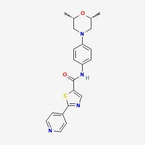 molecular formula C21H22N4O2S B6970128 N-[4-[(2R,6S)-2,6-dimethylmorpholin-4-yl]phenyl]-2-pyridin-4-yl-1,3-thiazole-5-carboxamide 