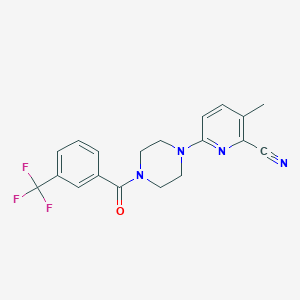 molecular formula C19H17F3N4O B6970136 3-Methyl-6-[4-[3-(trifluoromethyl)benzoyl]piperazin-1-yl]pyridine-2-carbonitrile 