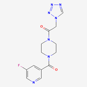 molecular formula C13H14FN7O2 B6970194 1-[4-(5-Fluoropyridine-3-carbonyl)piperazin-1-yl]-2-(tetrazol-1-yl)ethanone 