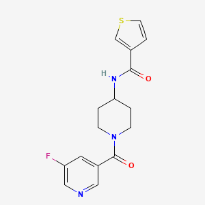 molecular formula C16H16FN3O2S B6970252 N-[1-(5-fluoropyridine-3-carbonyl)piperidin-4-yl]thiophene-3-carboxamide 