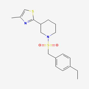 molecular formula C18H24N2O2S2 B6970260 2-[1-[(4-Ethylphenyl)methylsulfonyl]piperidin-3-yl]-4-methyl-1,3-thiazole 