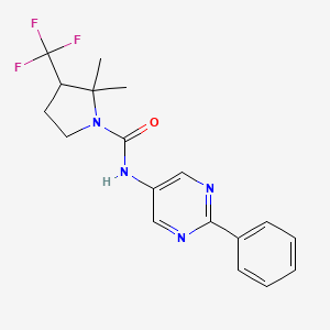 2,2-dimethyl-N-(2-phenylpyrimidin-5-yl)-3-(trifluoromethyl)pyrrolidine-1-carboxamide