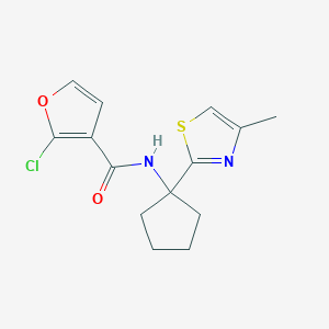 molecular formula C14H15ClN2O2S B6970308 2-chloro-N-[1-(4-methyl-1,3-thiazol-2-yl)cyclopentyl]furan-3-carboxamide 