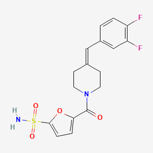 molecular formula C17H16F2N2O4S B6970321 5-[4-[(3,4-Difluorophenyl)methylidene]piperidine-1-carbonyl]furan-2-sulfonamide 