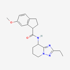 molecular formula C19H24N4O2 B6970388 N-(2-ethyl-5,6,7,8-tetrahydro-[1,2,4]triazolo[1,5-a]pyridin-8-yl)-6-methoxy-2,3-dihydro-1H-indene-1-carboxamide 