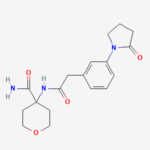 4-[[2-[3-(2-Oxopyrrolidin-1-yl)phenyl]acetyl]amino]oxane-4-carboxamide