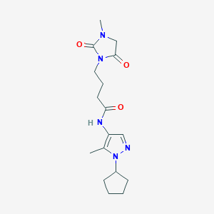 molecular formula C17H25N5O3 B6970473 N-(1-cyclopentyl-5-methylpyrazol-4-yl)-4-(3-methyl-2,5-dioxoimidazolidin-1-yl)butanamide 