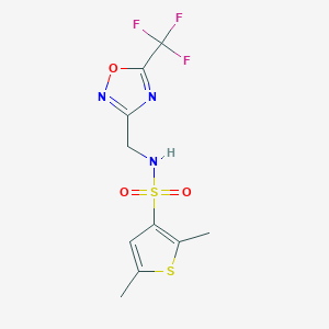 molecular formula C10H10F3N3O3S2 B6970532 2,5-dimethyl-N-[[5-(trifluoromethyl)-1,2,4-oxadiazol-3-yl]methyl]thiophene-3-sulfonamide 