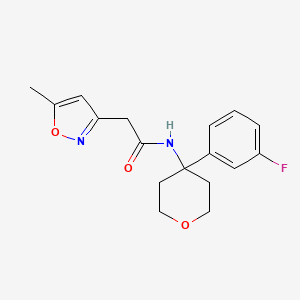 molecular formula C17H19FN2O3 B6970576 N-[4-(3-fluorophenyl)oxan-4-yl]-2-(5-methyl-1,2-oxazol-3-yl)acetamide 