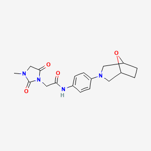 molecular formula C18H22N4O4 B6970577 2-(3-methyl-2,5-dioxoimidazolidin-1-yl)-N-[4-(8-oxa-3-azabicyclo[3.2.1]octan-3-yl)phenyl]acetamide 