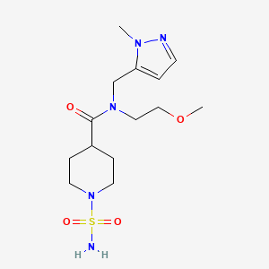 molecular formula C14H25N5O4S B6970590 N-(2-methoxyethyl)-N-[(2-methylpyrazol-3-yl)methyl]-1-sulfamoylpiperidine-4-carboxamide 