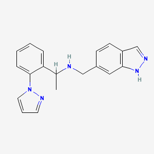 molecular formula C19H19N5 B6970610 N-(1H-indazol-6-ylmethyl)-1-(2-pyrazol-1-ylphenyl)ethanamine 