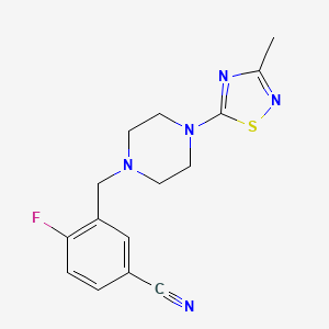 4-Fluoro-3-[[4-(3-methyl-1,2,4-thiadiazol-5-yl)piperazin-1-yl]methyl]benzonitrile