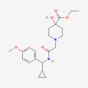 molecular formula C21H30N2O5 B6970675 Ethyl 1-[2-[[cyclopropyl-(4-methoxyphenyl)methyl]amino]-2-oxoethyl]-4-hydroxypiperidine-4-carboxylate 