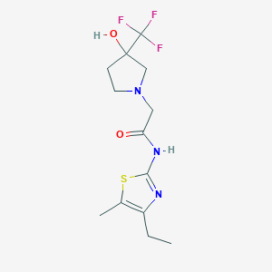 molecular formula C13H18F3N3O2S B6970684 N-(4-ethyl-5-methyl-1,3-thiazol-2-yl)-2-[3-hydroxy-3-(trifluoromethyl)pyrrolidin-1-yl]acetamide 