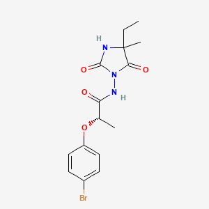 molecular formula C15H18BrN3O4 B6970691 (2S)-2-(4-bromophenoxy)-N-(4-ethyl-4-methyl-2,5-dioxoimidazolidin-1-yl)propanamide 