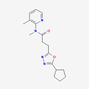 molecular formula C17H22N4O2 B6970701 3-(5-cyclopentyl-1,3,4-oxadiazol-2-yl)-N-methyl-N-(3-methylpyridin-2-yl)propanamide 