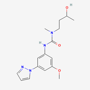 molecular formula C16H22N4O3 B6970704 1-(3-Hydroxybutyl)-3-(3-methoxy-5-pyrazol-1-ylphenyl)-1-methylurea 