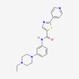 molecular formula C21H23N5OS B6970746 N-[3-(4-ethylpiperazin-1-yl)phenyl]-2-pyridin-4-yl-1,3-thiazole-5-carboxamide 