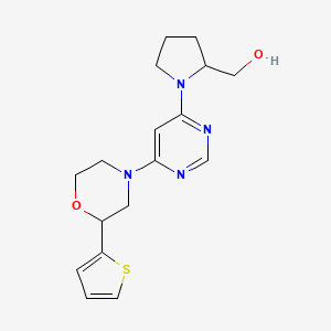 molecular formula C17H22N4O2S B6970752 [1-[6-(2-Thiophen-2-ylmorpholin-4-yl)pyrimidin-4-yl]pyrrolidin-2-yl]methanol 