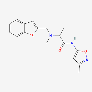 molecular formula C17H19N3O3 B6970783 2-[1-benzofuran-2-ylmethyl(methyl)amino]-N-(3-methyl-1,2-oxazol-5-yl)propanamide 