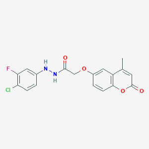 N'-(4-chloro-3-fluorophenyl)-2-(4-methyl-2-oxochromen-6-yl)oxyacetohydrazide