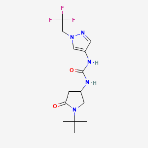 molecular formula C14H20F3N5O2 B6970904 1-(1-Tert-butyl-5-oxopyrrolidin-3-yl)-3-[1-(2,2,2-trifluoroethyl)pyrazol-4-yl]urea 