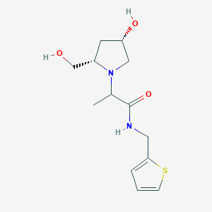 molecular formula C13H20N2O3S B6970917 2-[(2S,4S)-4-hydroxy-2-(hydroxymethyl)pyrrolidin-1-yl]-N-(thiophen-2-ylmethyl)propanamide 