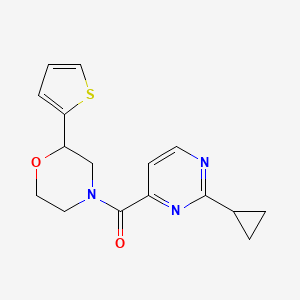 molecular formula C16H17N3O2S B6970953 (2-Cyclopropylpyrimidin-4-yl)-(2-thiophen-2-ylmorpholin-4-yl)methanone 