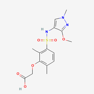 molecular formula C15H19N3O6S B6970956 2-[3-[(3-Methoxy-1-methylpyrazol-4-yl)sulfamoyl]-2,6-dimethylphenoxy]acetic acid 