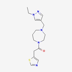 molecular formula C16H23N5OS B6970987 1-[4-[(1-Ethylpyrazol-4-yl)methyl]-1,4-diazepan-1-yl]-2-(1,3-thiazol-5-yl)ethanone 