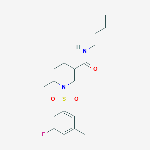 N-butyl-1-(3-fluoro-5-methylphenyl)sulfonyl-6-methylpiperidine-3-carboxamide