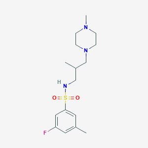 molecular formula C16H26FN3O2S B6971034 3-fluoro-5-methyl-N-[2-methyl-3-(4-methylpiperazin-1-yl)propyl]benzenesulfonamide 