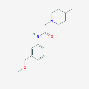 molecular formula C17H26N2O2 B6971038 N-[3-(ethoxymethyl)phenyl]-2-(4-methylpiperidin-1-yl)acetamide 